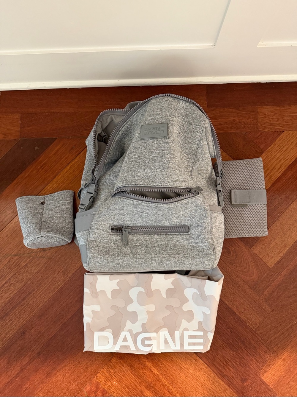 Dagne Dover Light Gray Backpack with Accessories